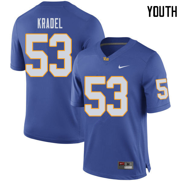 Youth #53 Jake Kradel Pittsburgh Panthers College Football Jerseys Sale-Royal